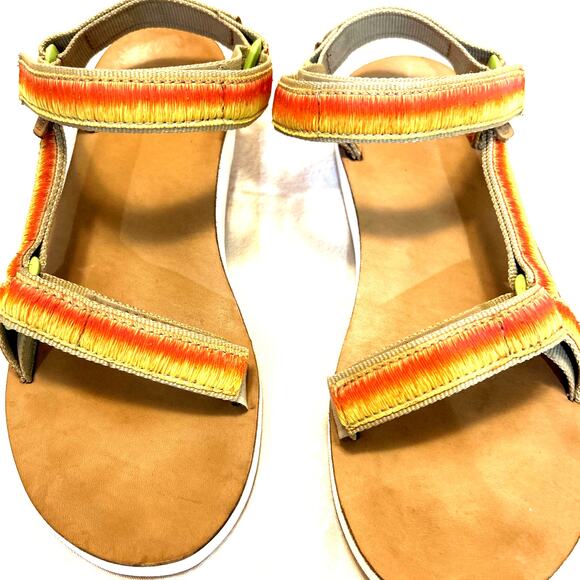 Teva western Sandals Women's 10 boho retro orange tan Ombre Tan Leather RARE! - Picture 4 of 7